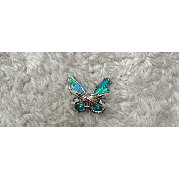Kendra Scott Bianca Blue Aqua Butterfly Cocktail Ring Silver Mix Size 8 NWOT - Picture 3 of 4